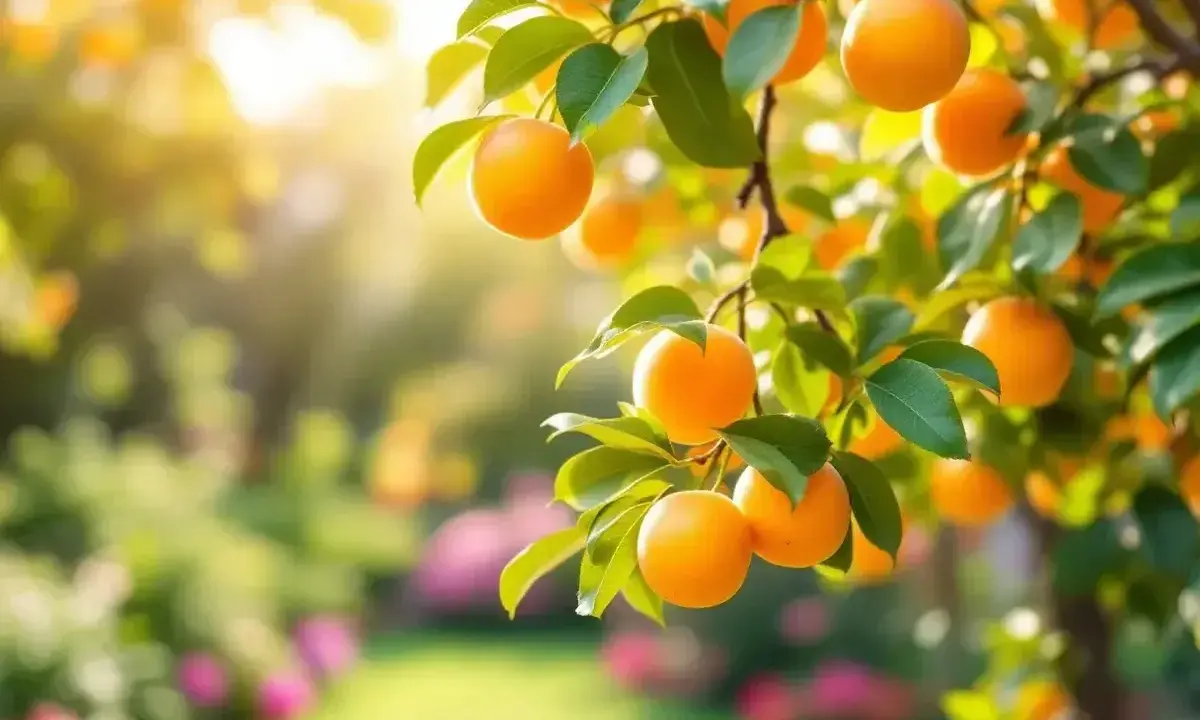 Un abricotier chargé de fruits mûrs sous le soleil. Combien de temps pour avoir des fruits ? Souvent 3 à 5 ans après la plantation.