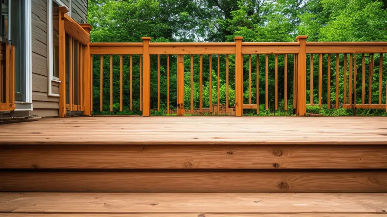 Une belle terrasse en bois, parfaite pour profiter des plus belles terrasse en bois avec vue sur la verdure.