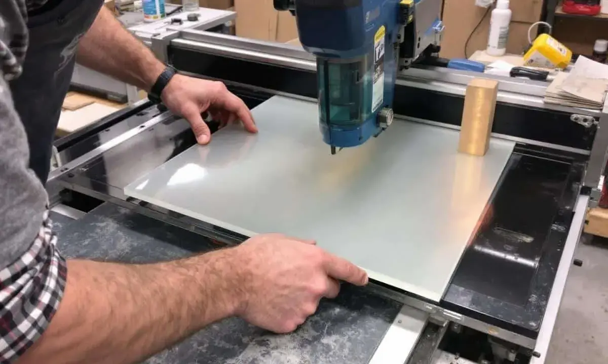 Main tenant du plexiglas pour le couper au cutter.