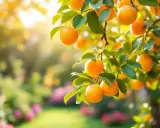 Un abricotier chargé de fruits mûrs sous le soleil. Combien de temps pour avoir des fruits ? Souvent 3 à 5 ans après la plantation.