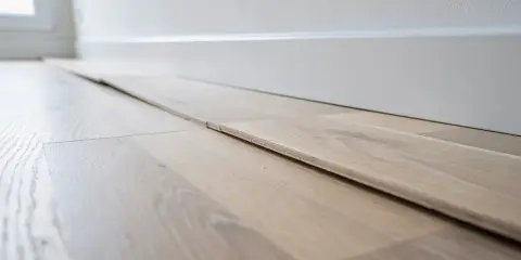 Planches de parquet gondolé, prêtes à être posées. On dirait qu'un fer à repasser a été utilisé pour les aplatir.