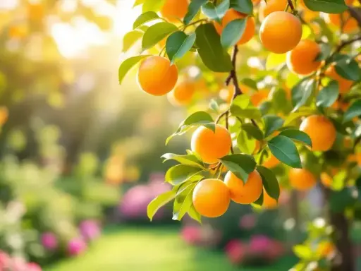 Un abricotier chargé de fruits mûrs sous le soleil. Combien de temps pour avoir des fruits ? Souvent 3 à 5 ans après la plantation.