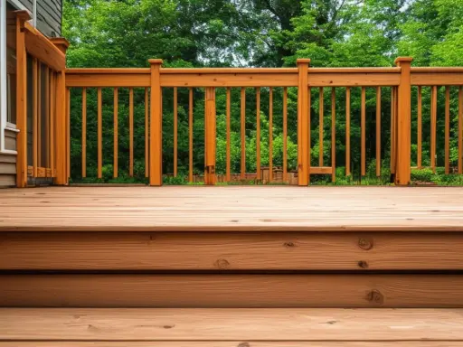 Une belle terrasse en bois, parfaite pour profiter des plus belles terrasse en bois avec vue sur la verdure.