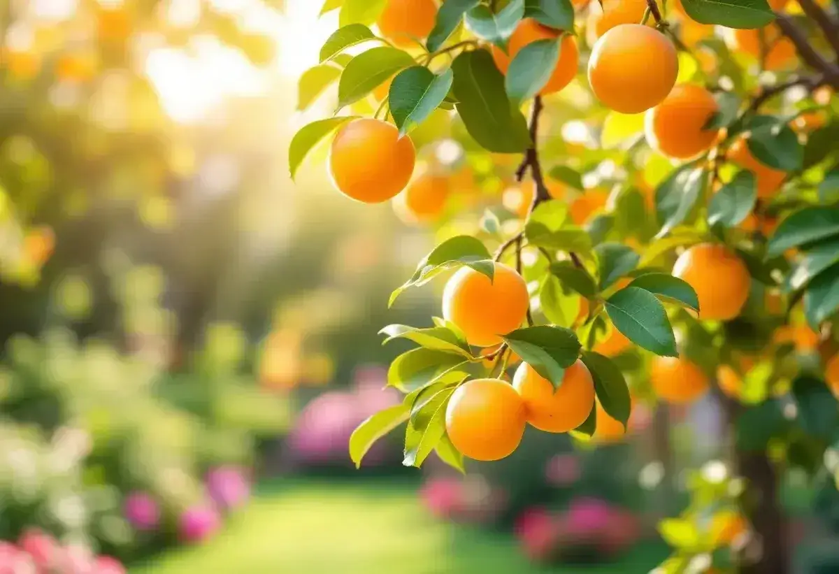 Abricotier chargé de fruits mûrs. Combien de temps pour avoir des fruits ? La patience est récompensée par cette récolte dorée.